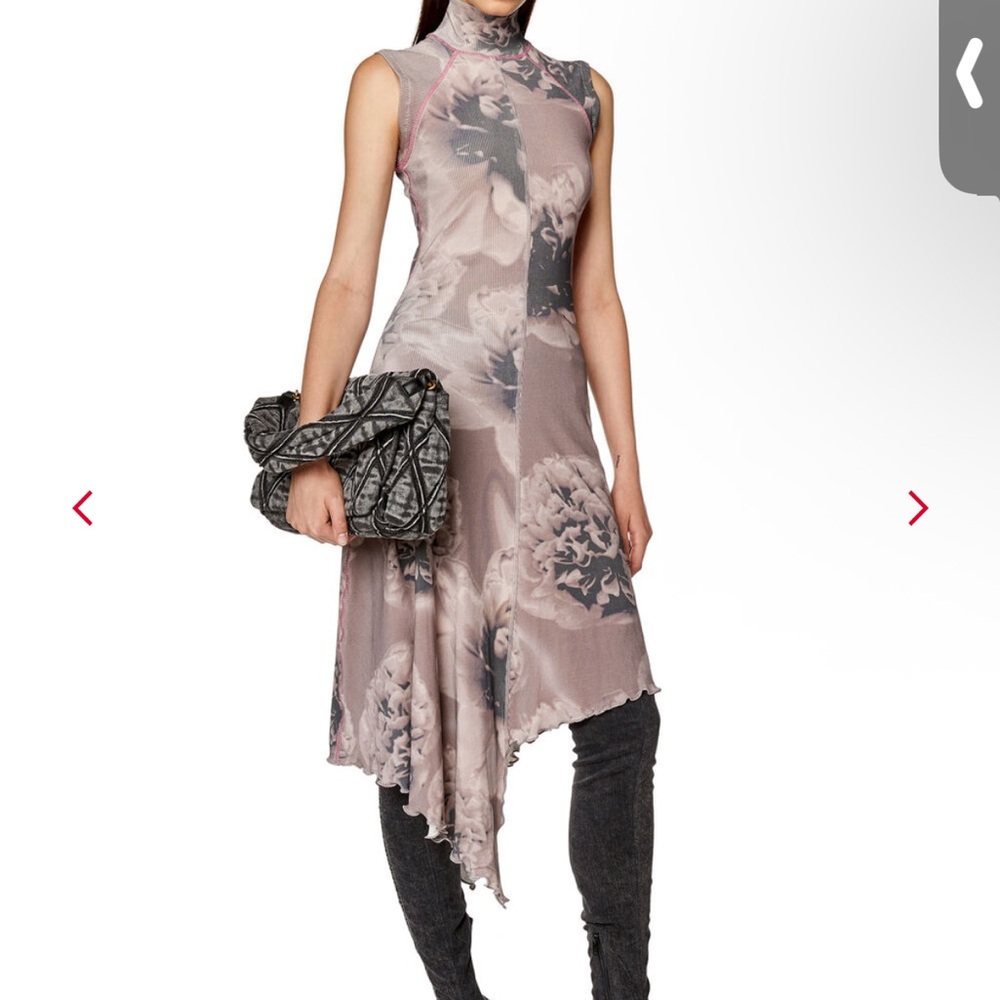Diesel Floral Midi Dress - Pink and Gray